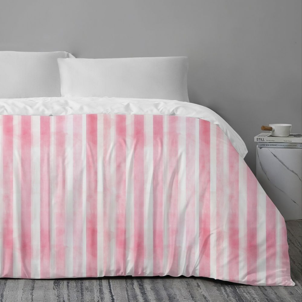 Pink and White Striped Bedding - Image 2