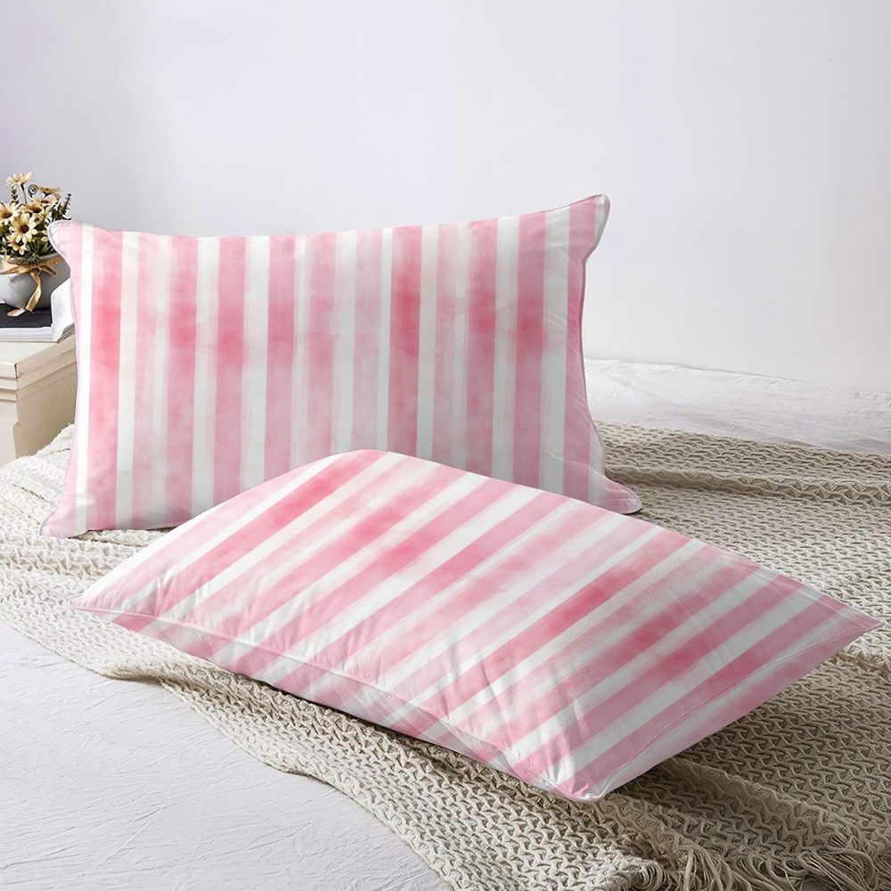 Pink and White Striped Bedding - Image 3