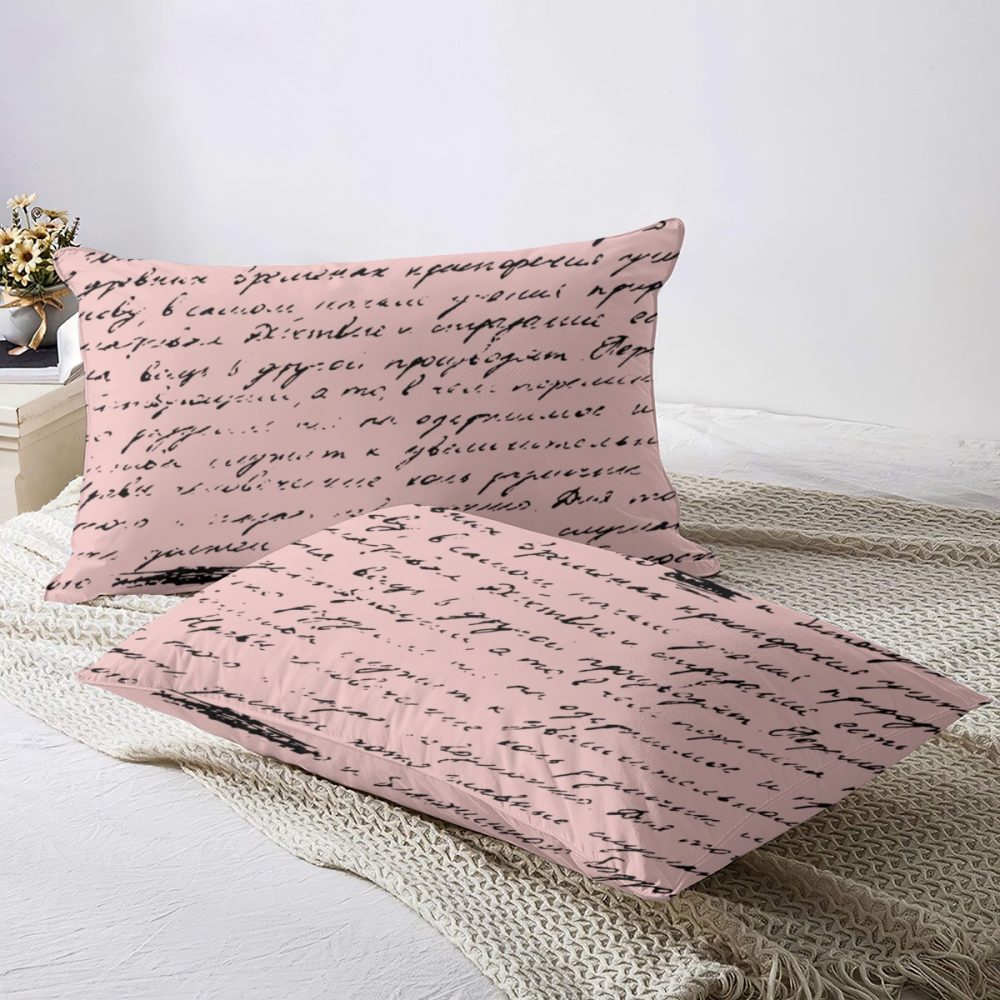 Pink French Writing Bedding Set - Image 2