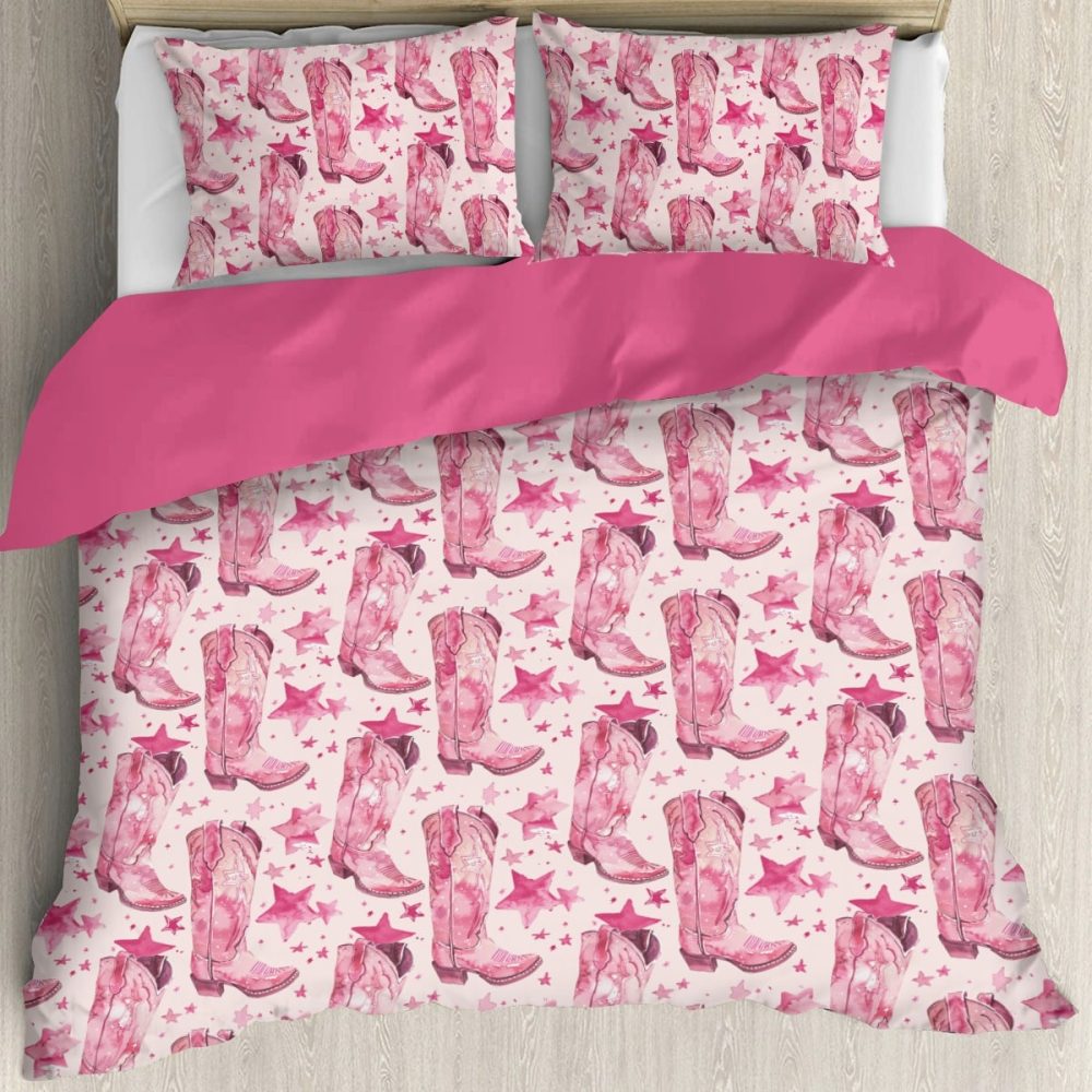 Pink Cowgirl Boots Print Bedding Set - Image 3