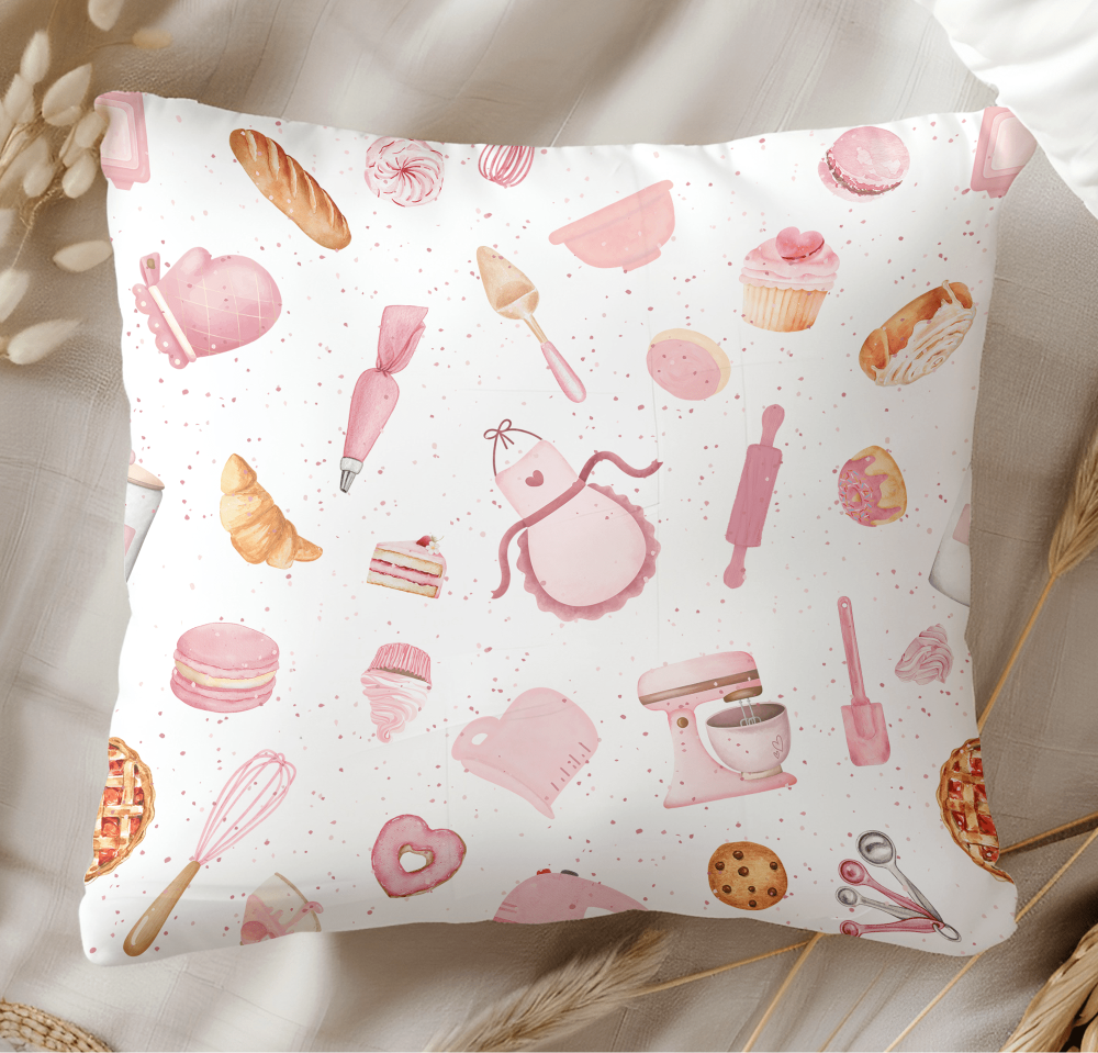 Fun Pink Bakery Print Pillow - Image 3