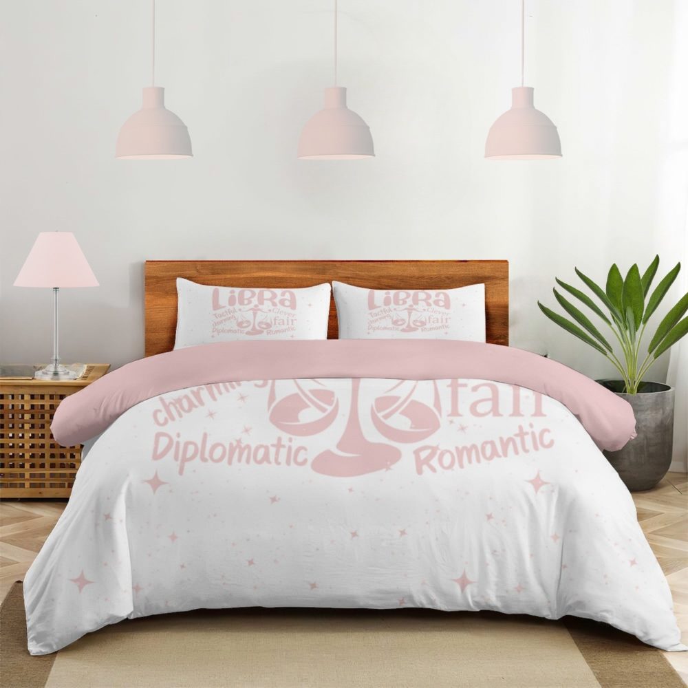 Pink Libra Zodiac Sign Bedding Set - Image 3