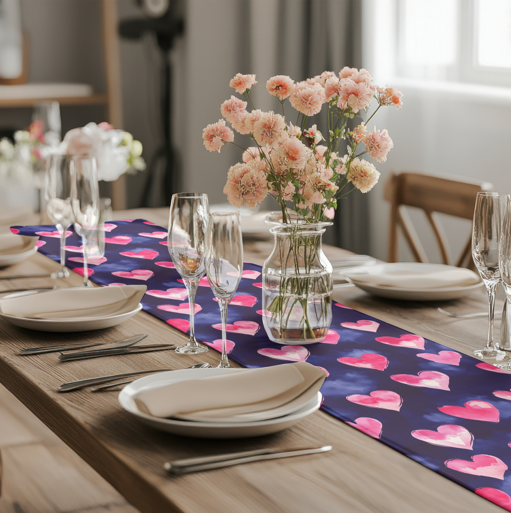 Navy Blue and Pink Heart Runner - Image 2