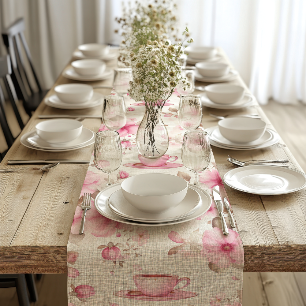 Pink French Country Teatime Table Runner