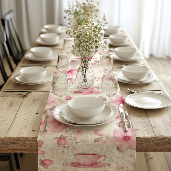 Pink French Country Teatime Table Runner