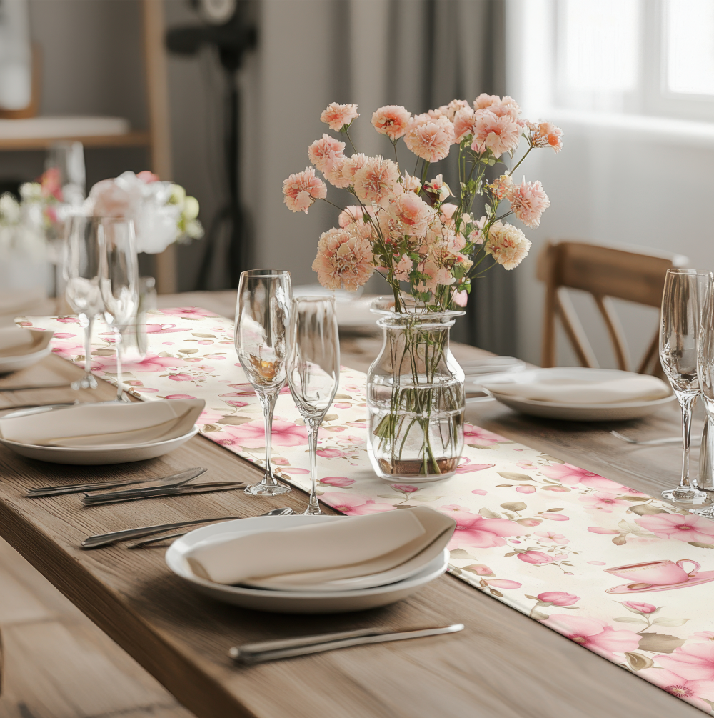 Pink French Country Teatime Table Runner - Image 3