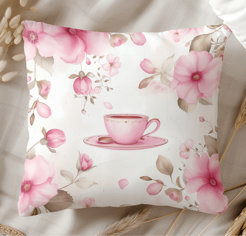 Pink French Country Teatime Pillow Cover