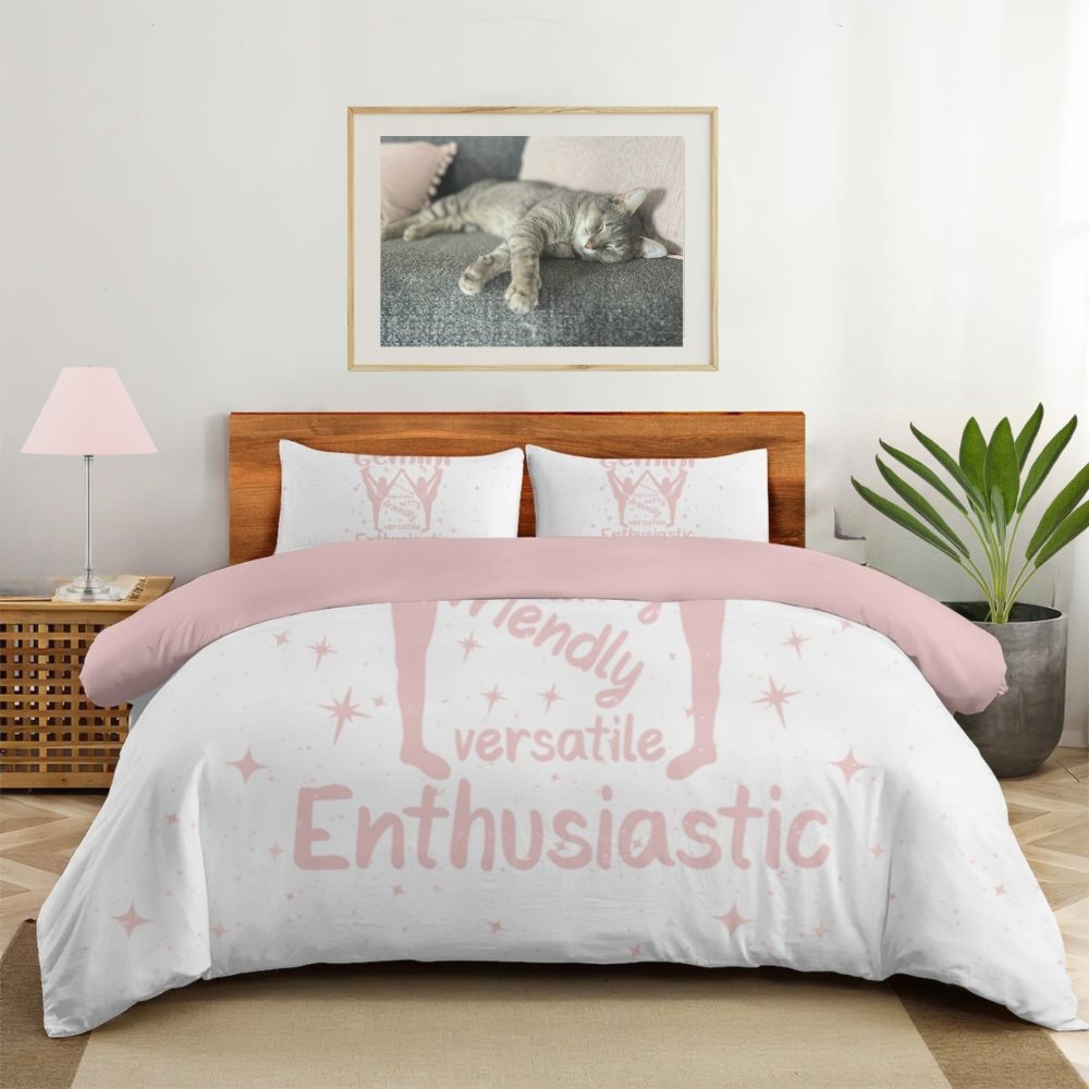 Pink Gemini Zodiac Sign Bedding Set - Image 3