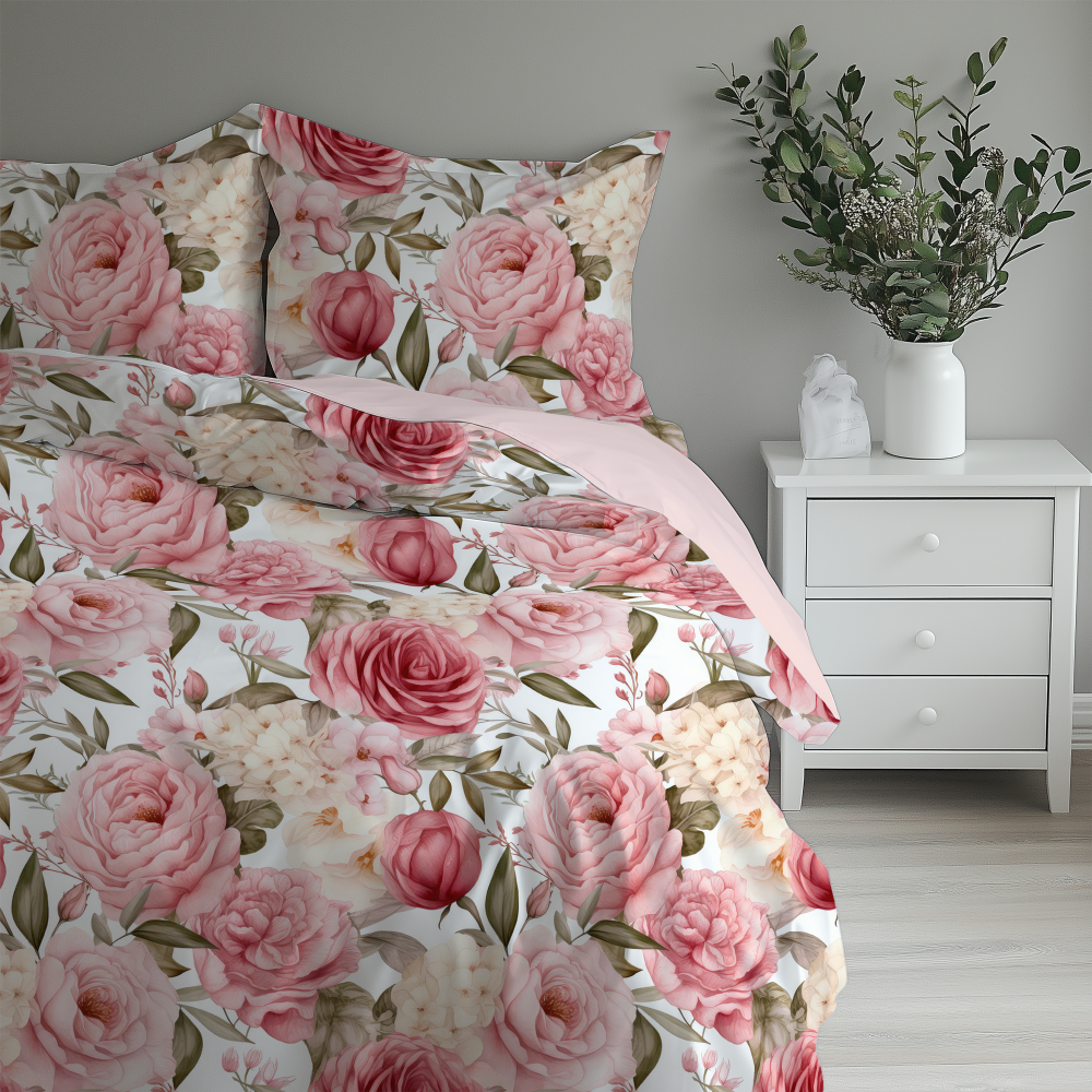 Pink Peonies Floral Bedding Set