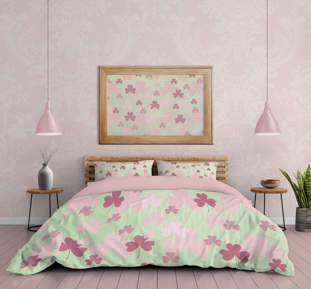 Pink and Green Shamrock St Patrick's Day Bedding