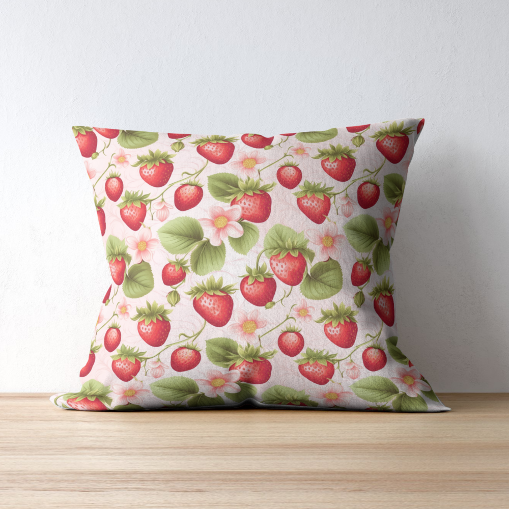 Pink Strawberries Pillow - Image 3