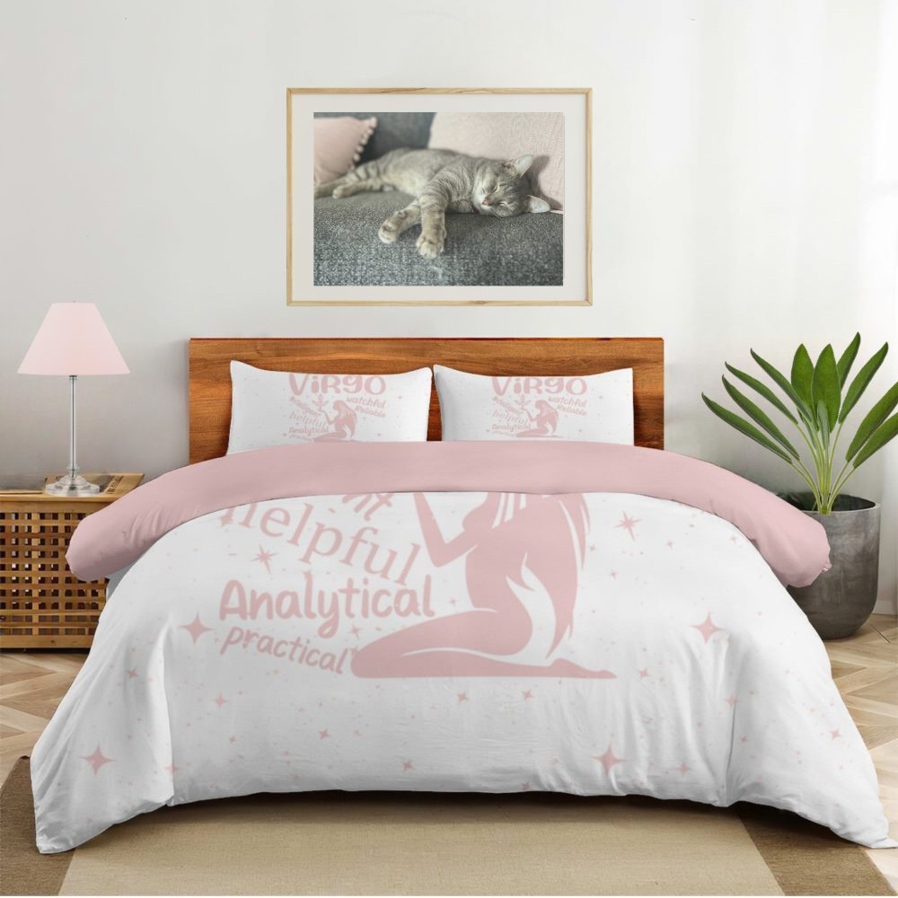 Pink Virgo Zodiac Sign Bedding Set - Image 3