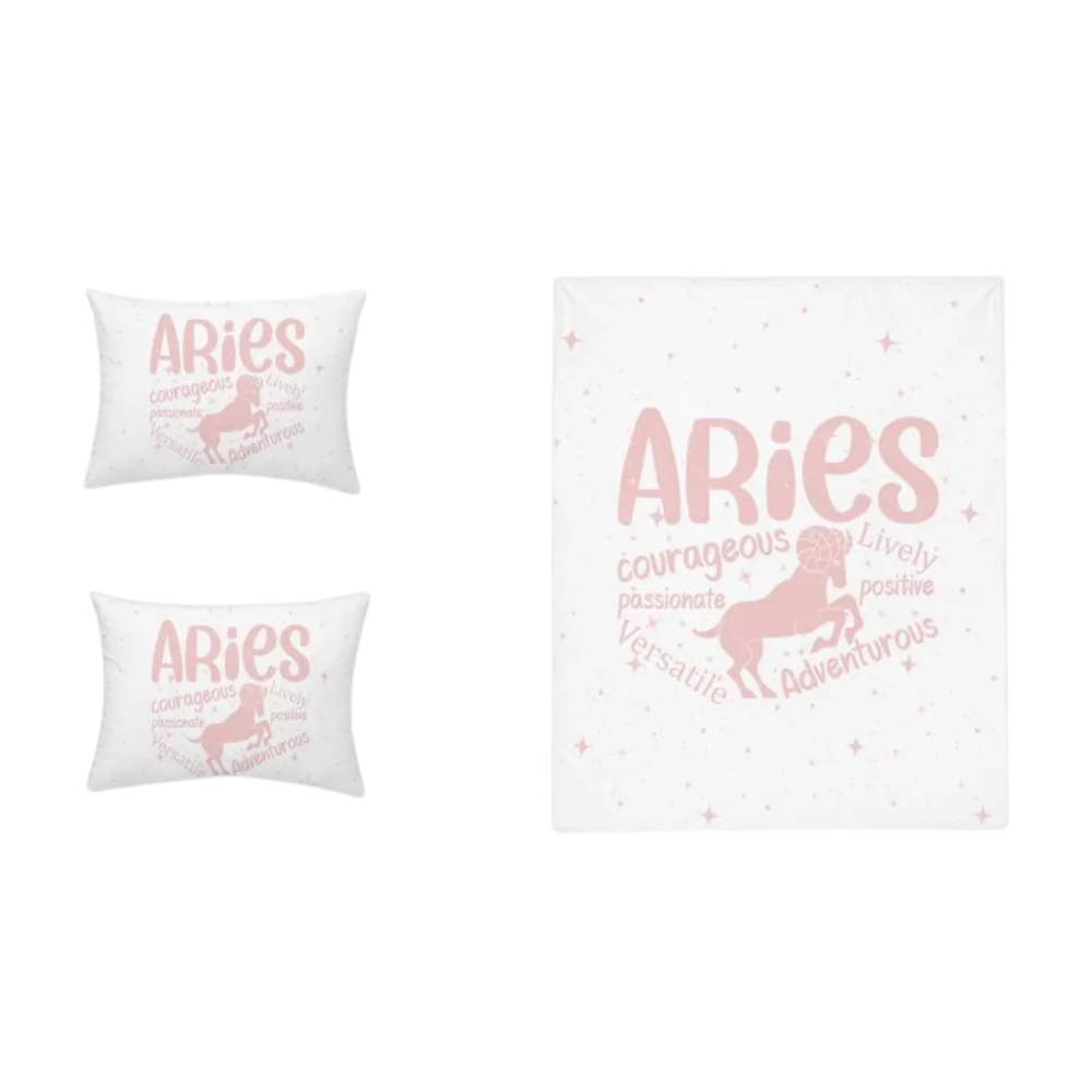 Pink Aries Zodiac Sign Bedding - Image 2