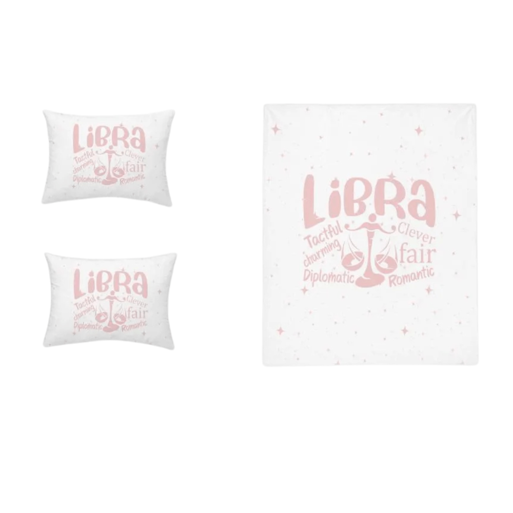 Pink Libra Zodiac Sign Bedding Set - Image 2