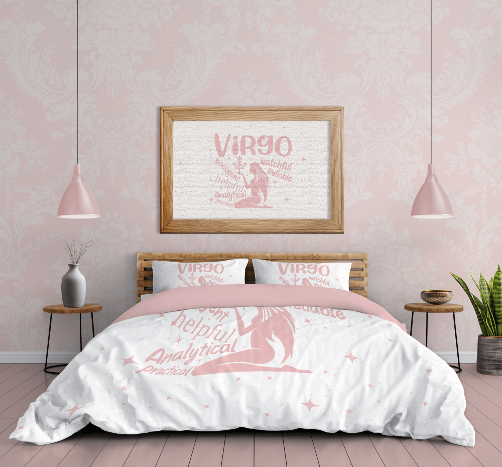 Pink Virgo Zodiac Sign Bedding Set