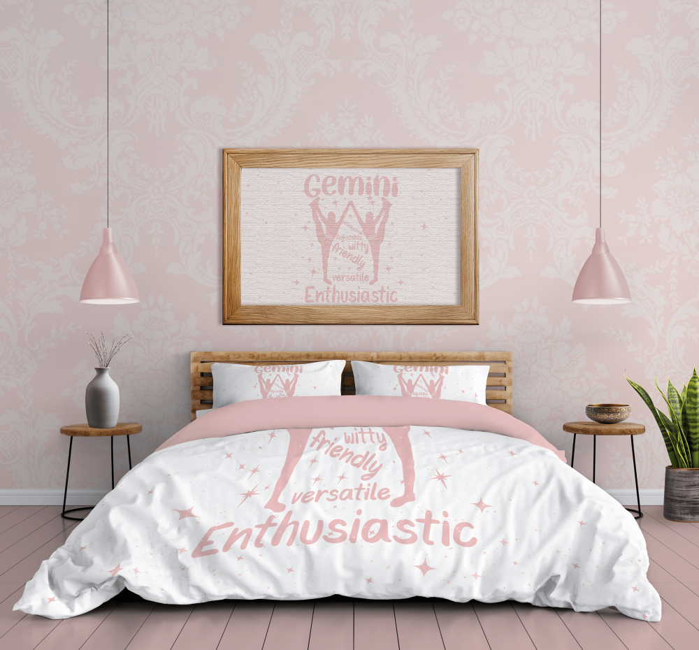 Pink Gemini Zodiac Sign Bedding Set