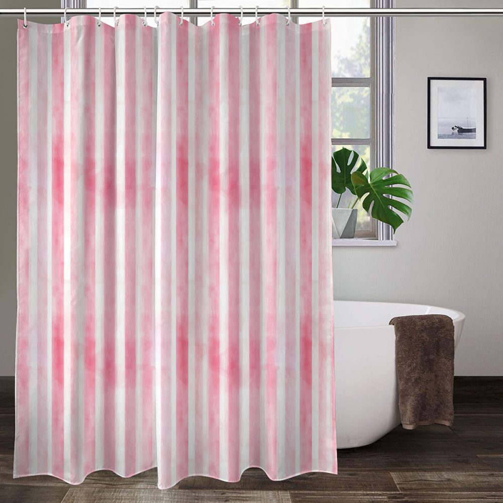Pink Striped Shower Curtain
