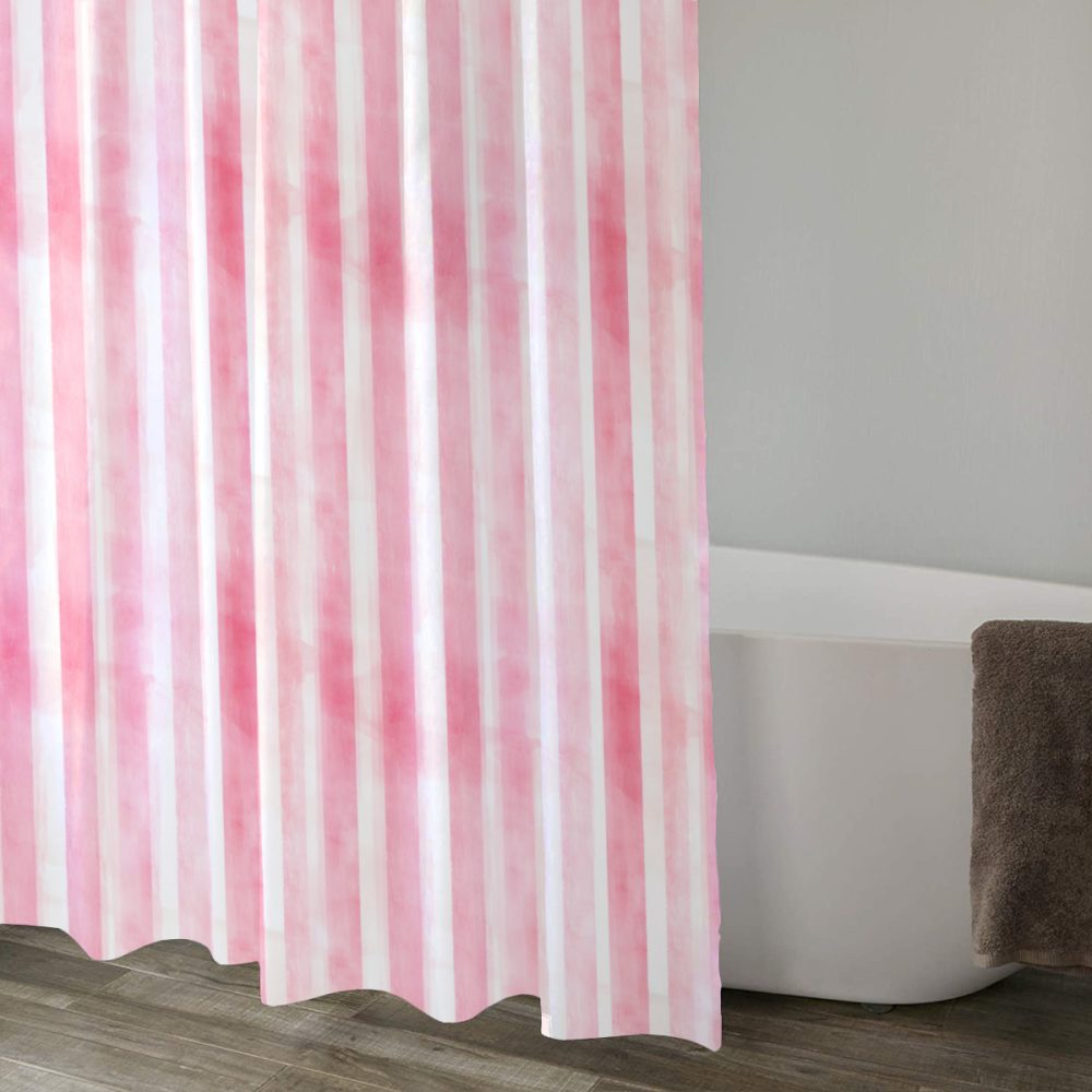 Pink Striped Shower Curtain - Image 2