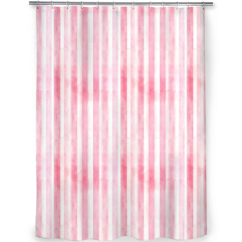 Pink Striped Shower Curtain - Image 4