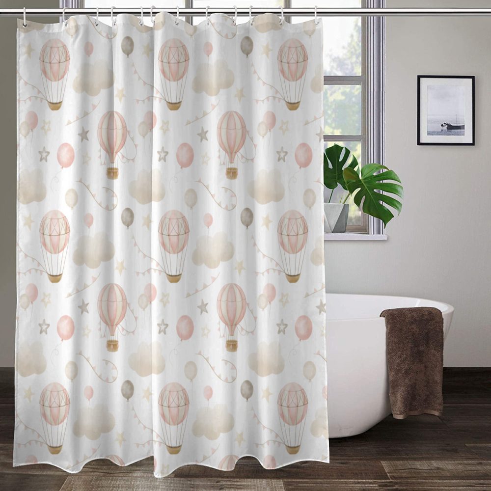 Pink Hot Air Balloons Shower Curtain
