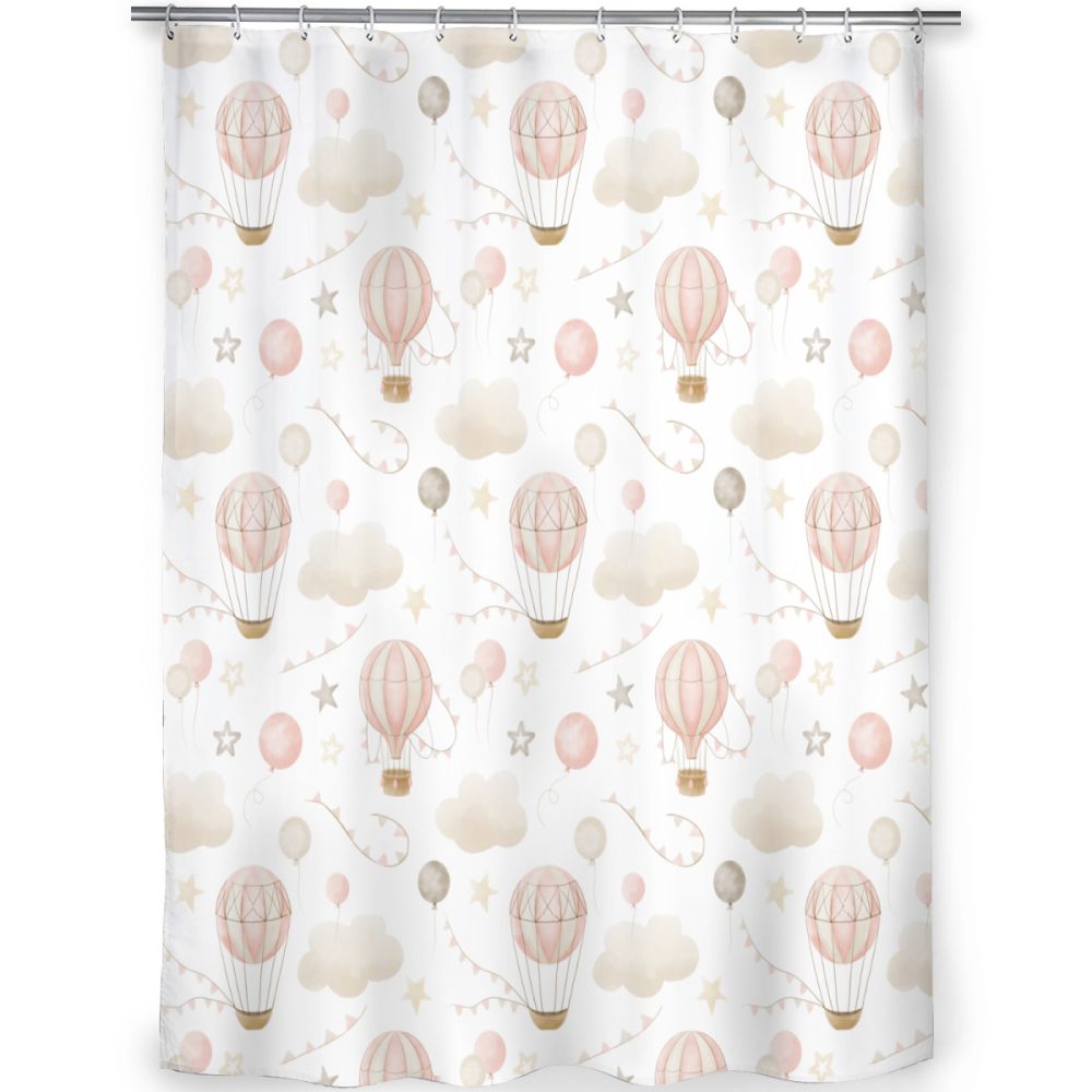 Pink Hot Air Balloons Shower Curtain - Image 3