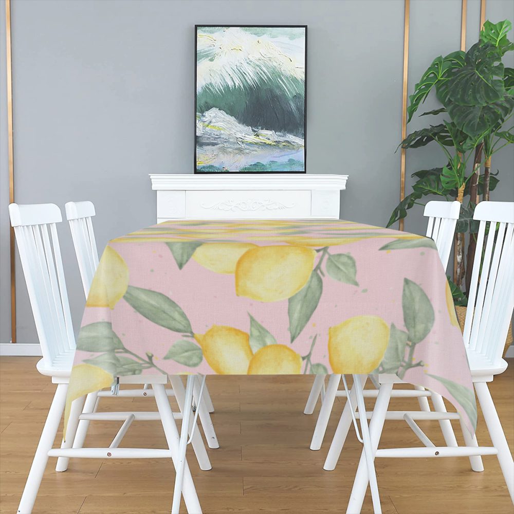 Pink Lemons Rectangle Table Cloth - Image 2