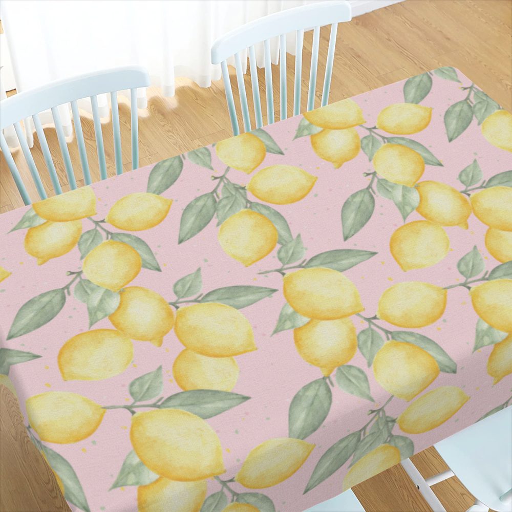 Pink Lemons Rectangle Table Cloth - Image 3